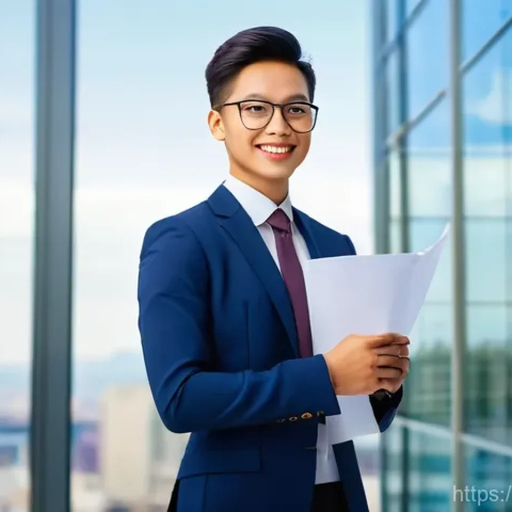 비즈니스 영어 시험 종류 - **Prompt: Global Career Gateway**
    A confident, well-dressed young professional (male or female, ...