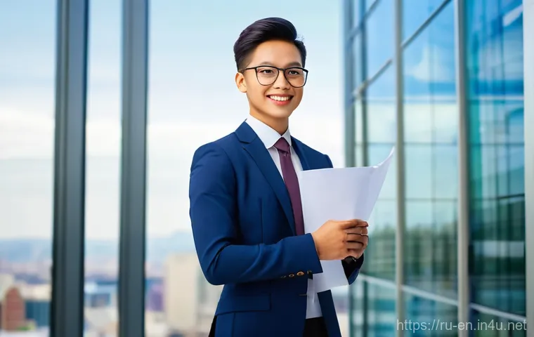 비즈니스 영어 시험 종류 - **Prompt: Global Career Gateway**
A confident, well-dressed young professional (male or female, ...
