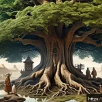 Home 18 영어와 독일어의 관계 - A detailed historical illustration depicting the ancient Indo-European origins of English and German...